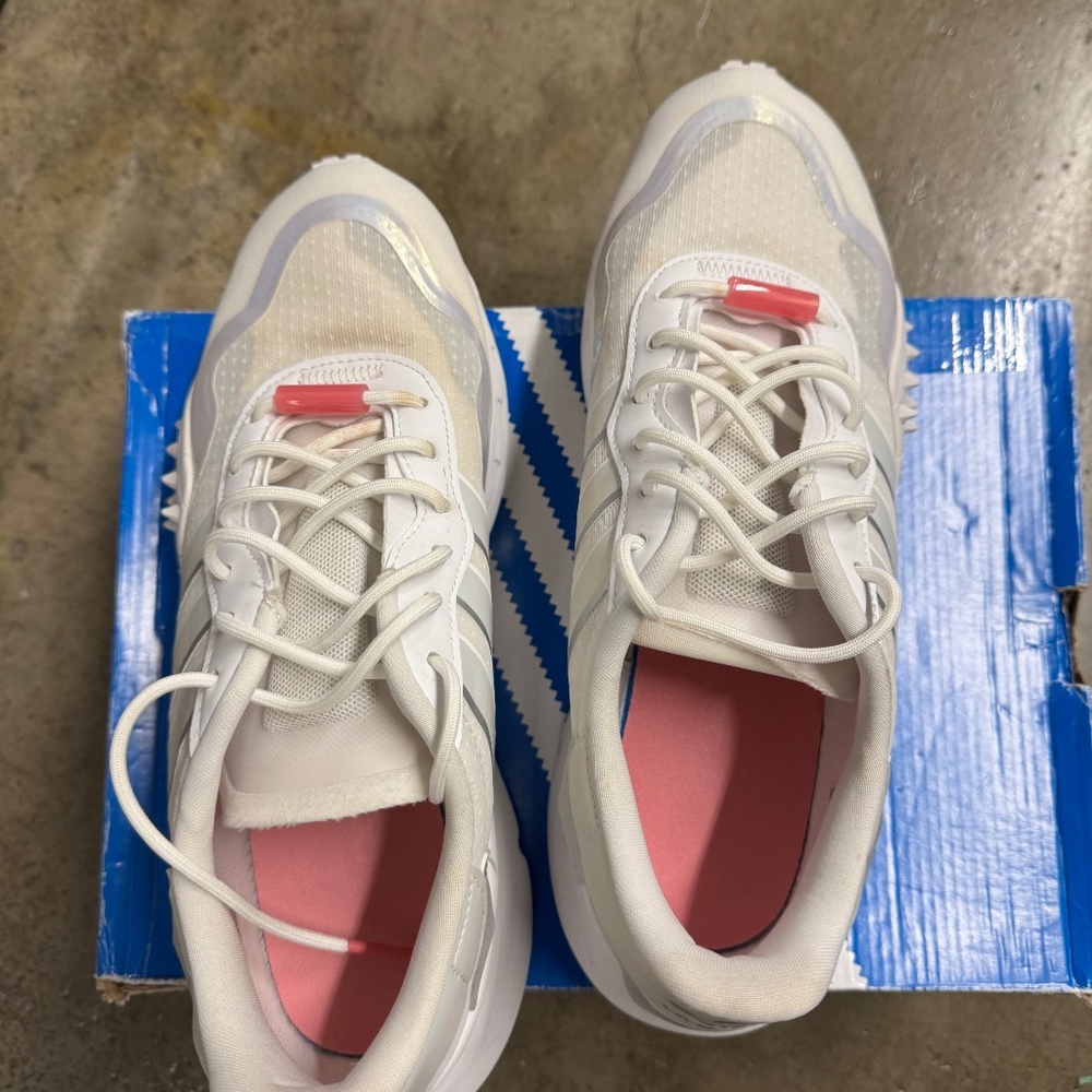 Gently worn sneakers.